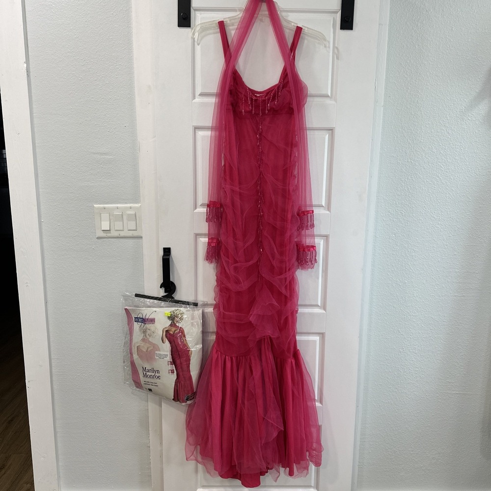 Marilyn Monroe Bernard Hollywood Pink Fancy Dress Halloween Adult Costume Sz L